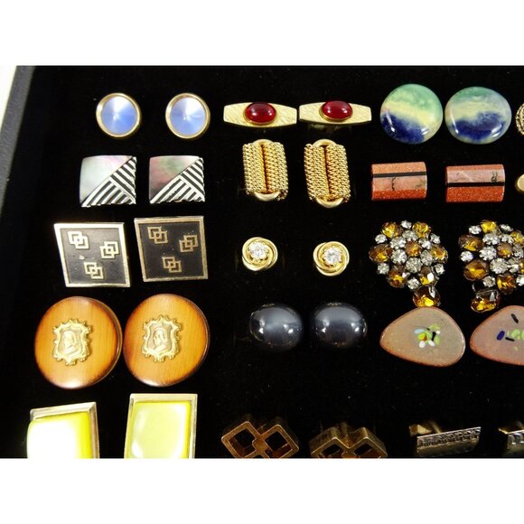 Huge Lot of Cufflinks 35 Pairs Vintage and Designer Cuff Links w Tray - Picture 2 of 5